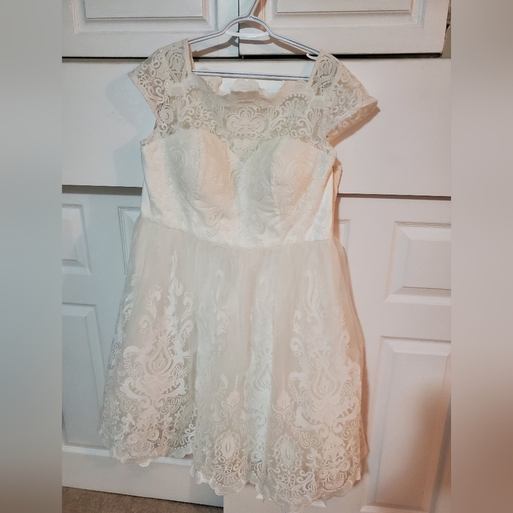 Chi Chi London short white lace dress, size 22